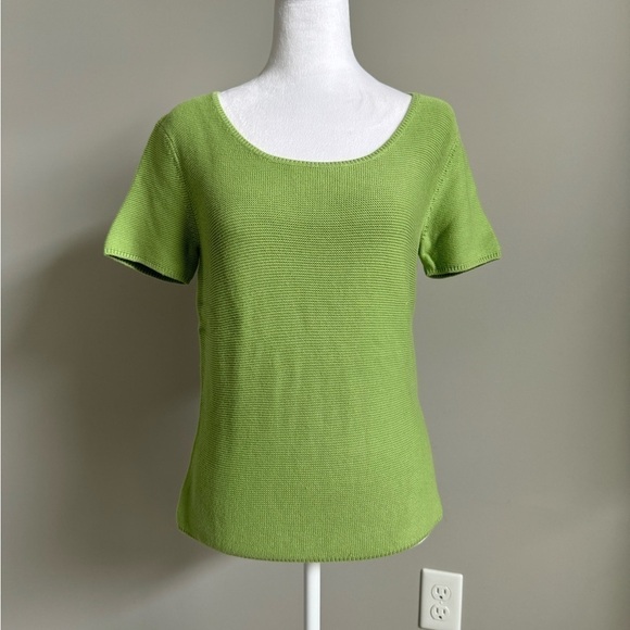 Talbots Short Sleeve Textured Sweater Lime Green Size Small - Picture 1 of 7